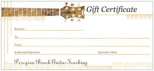 Guitar Lessons Gift Vouchers Peregian Beach